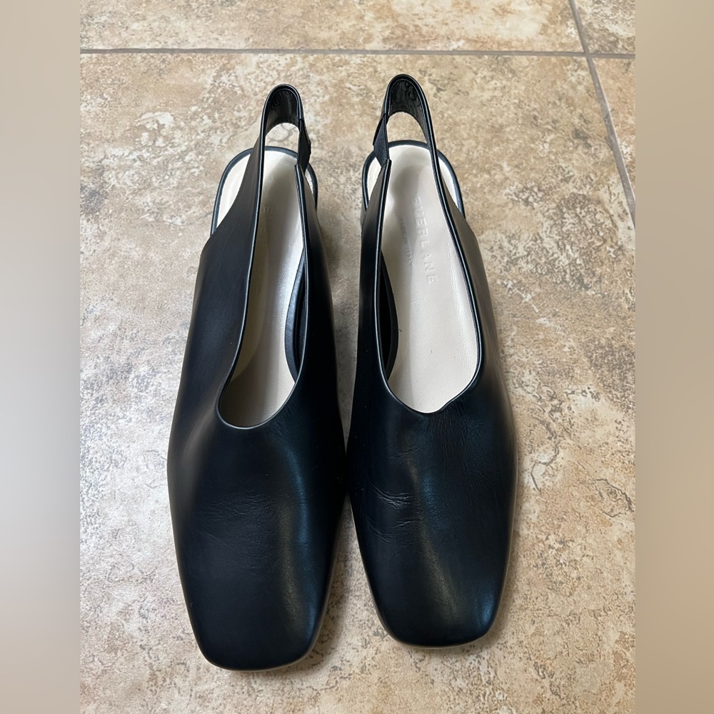 Everlane Women's Black Leather Slingback Flats